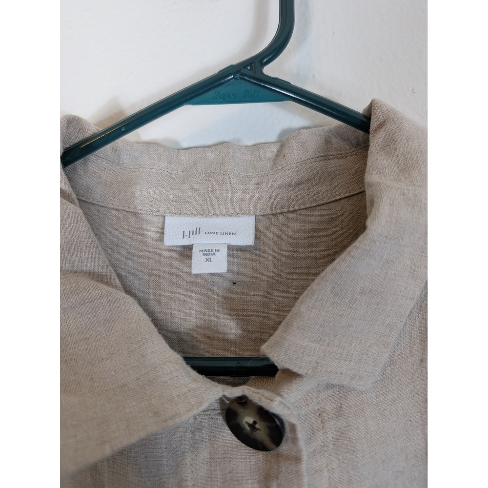 J. Jill Lightweight Linen Long Sleeve Coat in Beige Size XL Unlined - Picture 4 of 10
